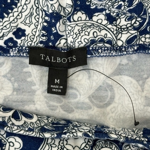 Talbots White Blue Paisley Print Maxi Skirt Medium Soft Knit Comfortable Pull On - Picture 4 of 9